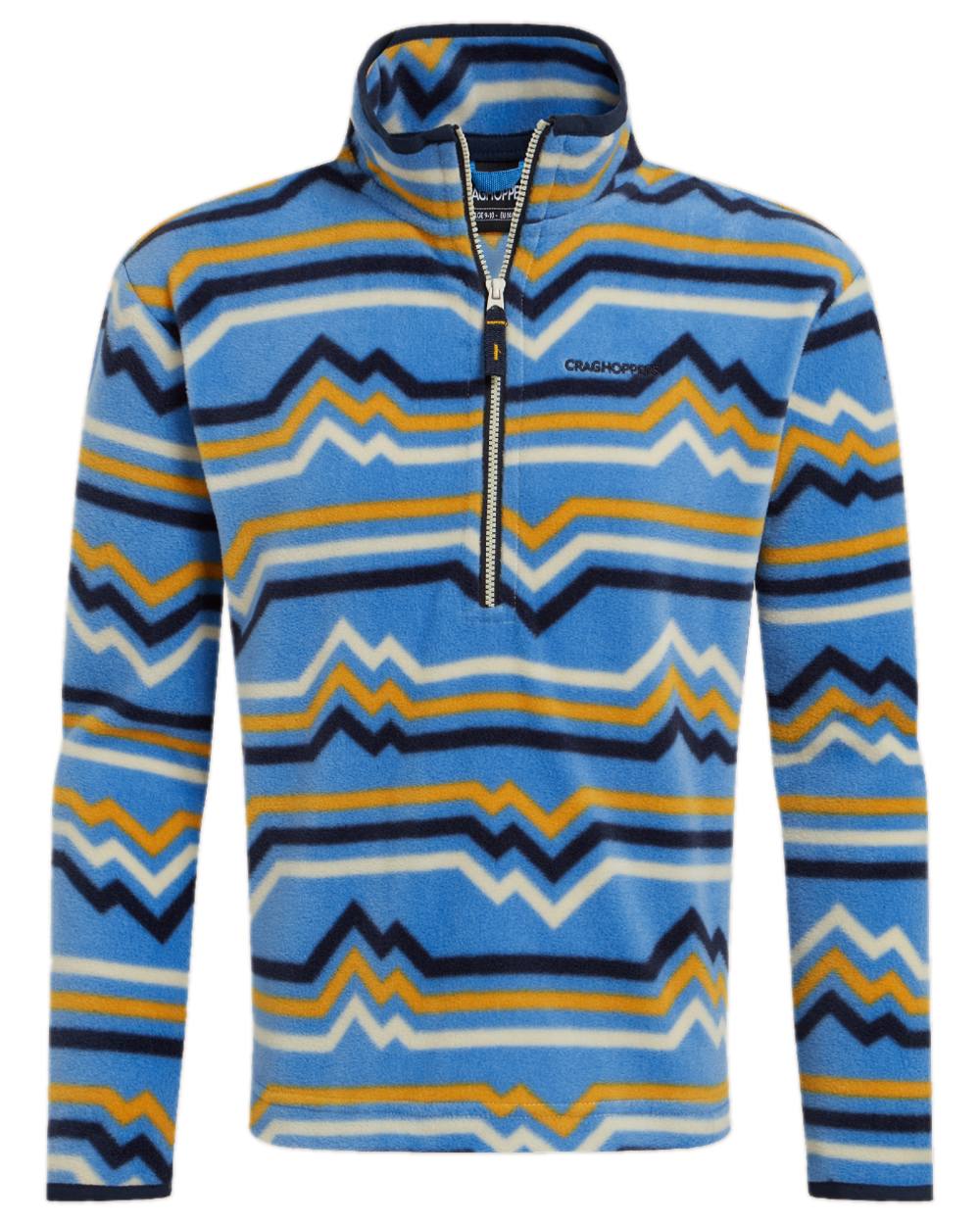 Bright Sky Print Coloured Craghoppers Childrens Bachas Half Zip Fleece on white background