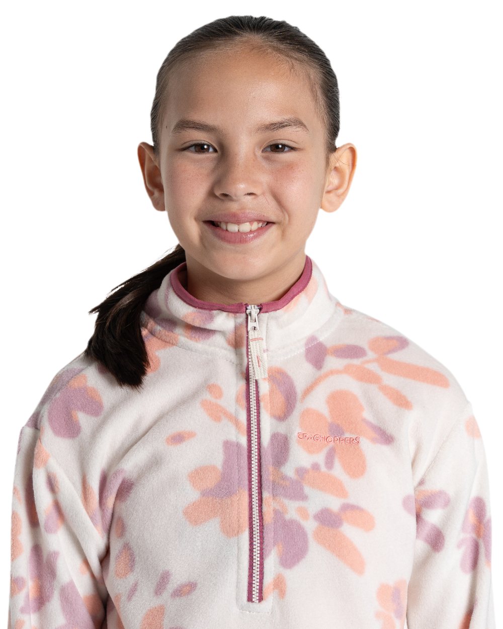 Seasalt Print Coloured Craghoppers Childrens Bachas Half Zip Fleece on white background