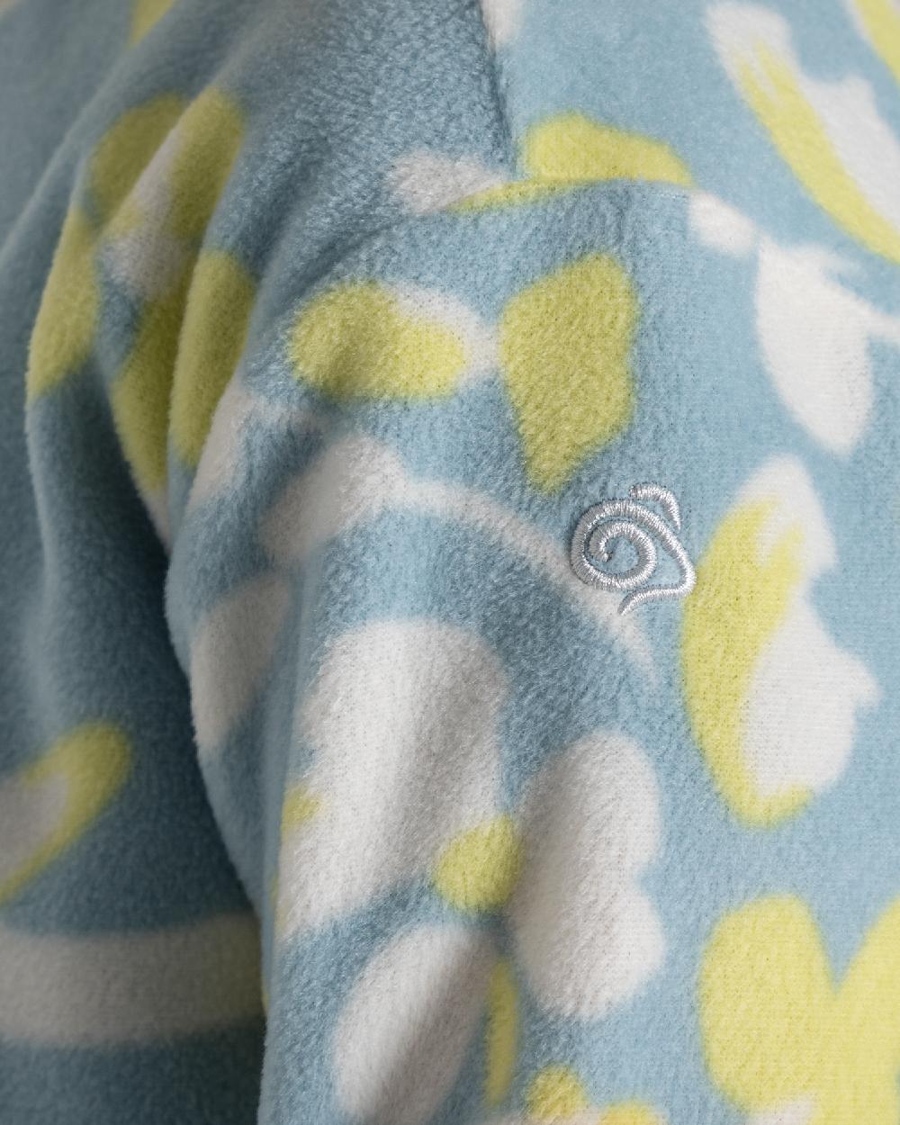 Sky Blue Print Coloured Craghoppers Childrens Bachas Half Zip Fleece on white background