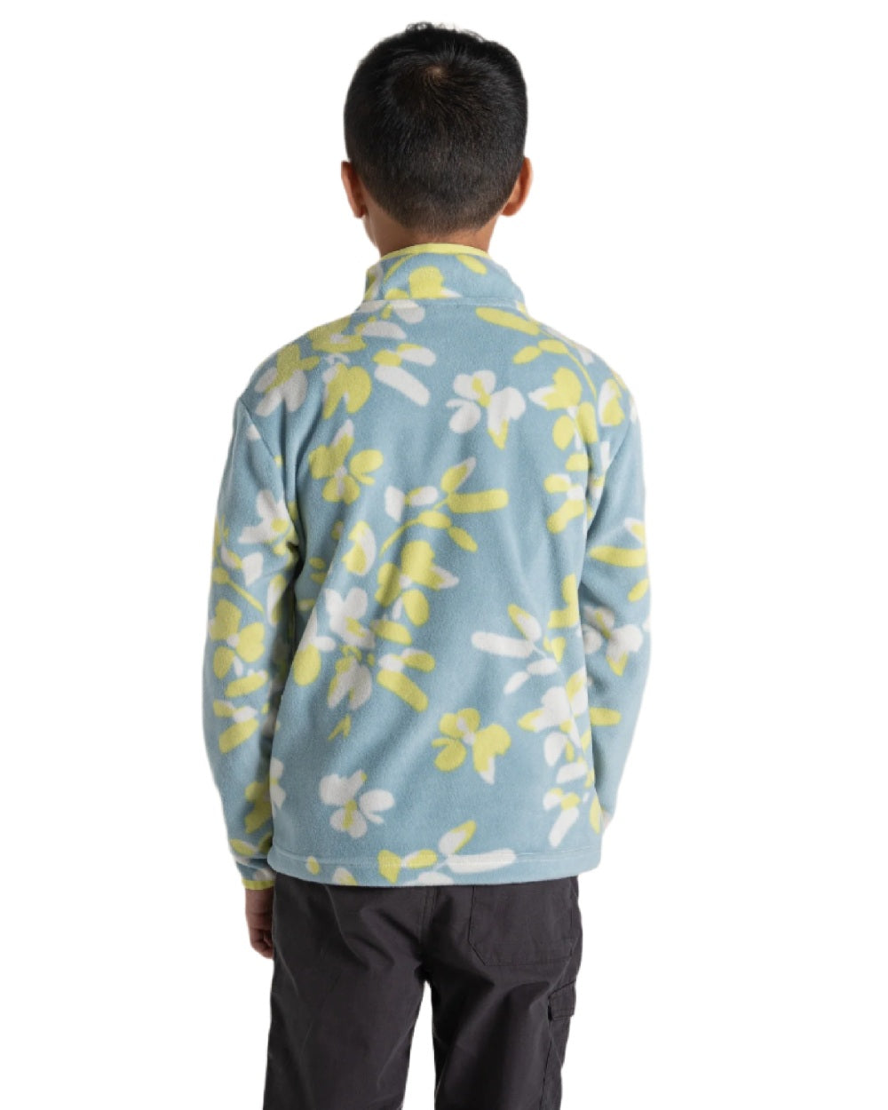 Sky Blue Print Coloured Craghoppers Childrens Bachas Half Zip Fleece on white background
