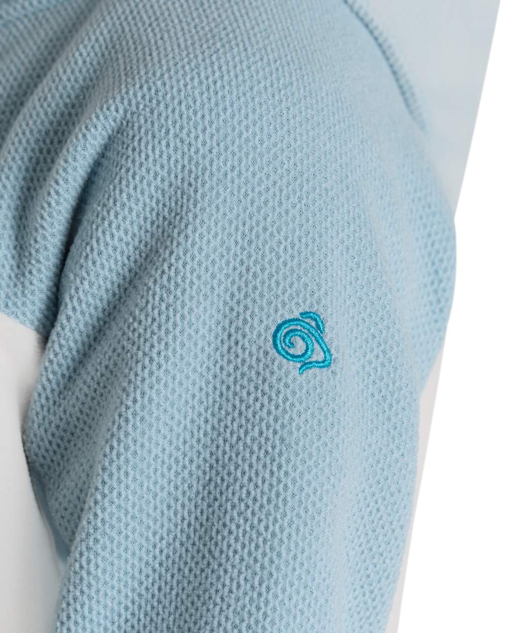 Sky Blue Coloured Craghoppers Childrens Bindloe Hooded Fleece Jacket on white background