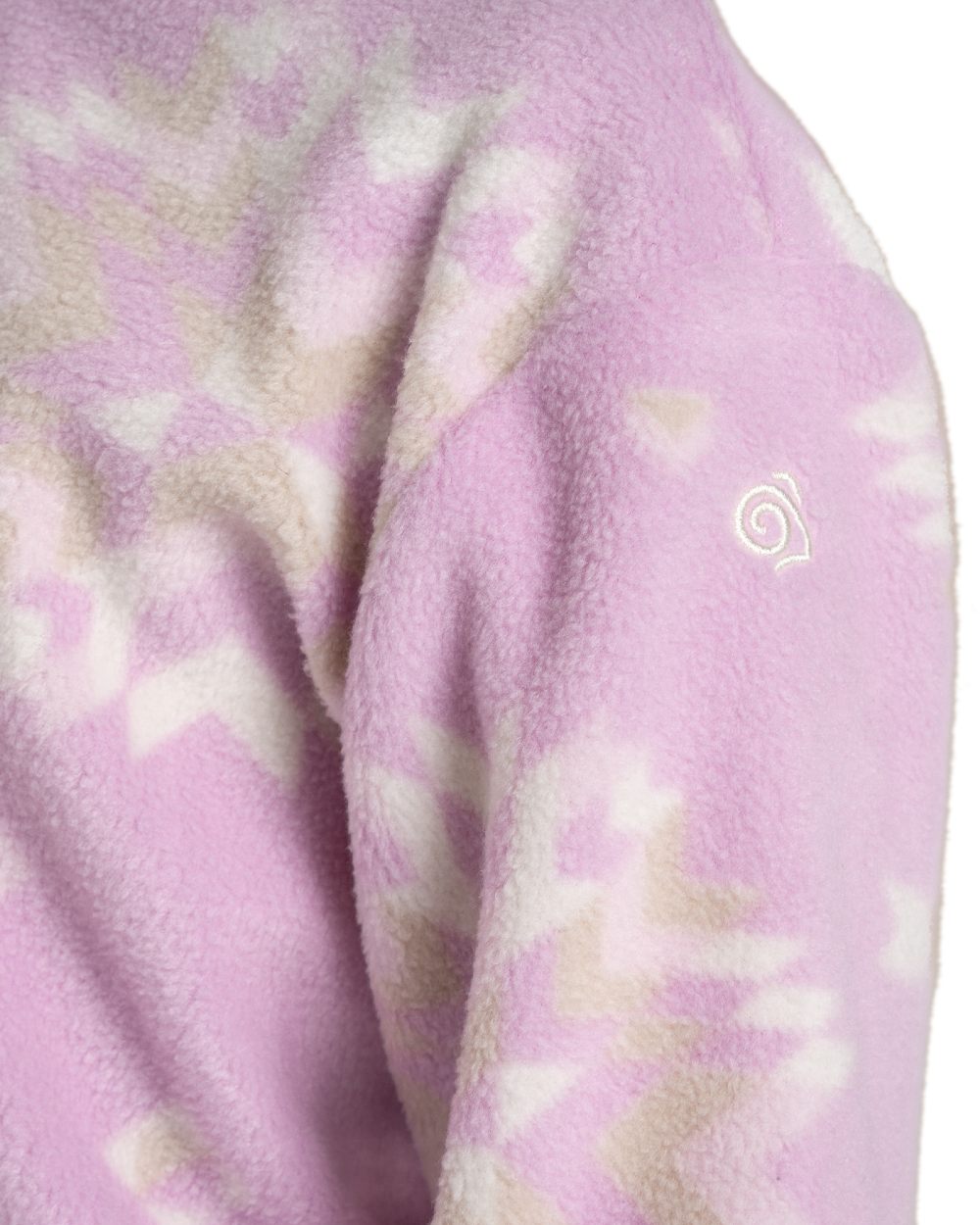 Orchid Print Coloured Craghoppers Childrens Calke Half Zip Fleece on white background