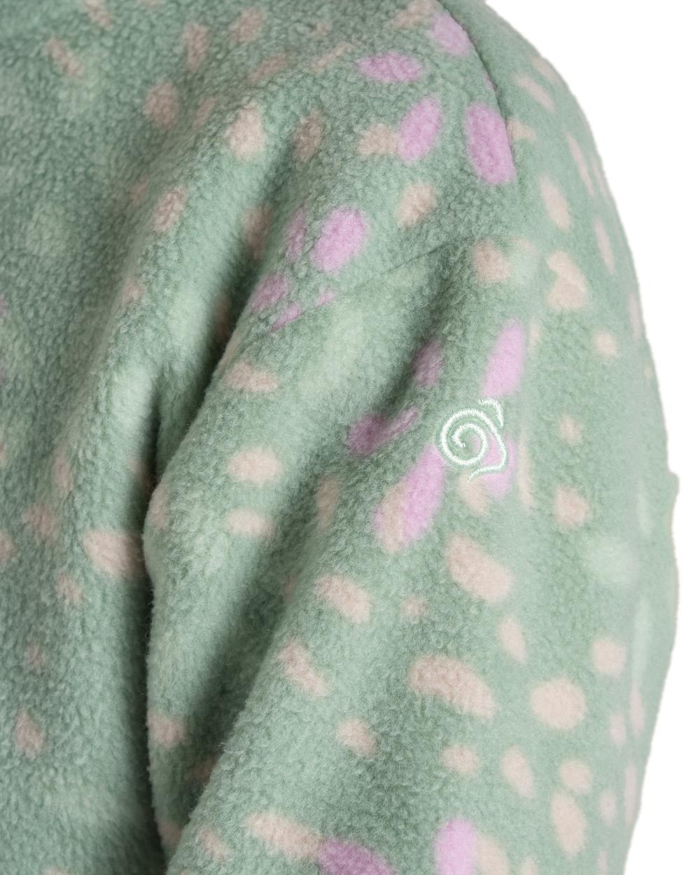 Pale Pistachio Print Coloured Craghoppers Childrens Calke Half Zip Fleece on white background