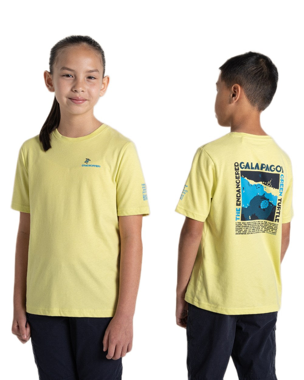 Key Lime coloured Craghoppers Childrens Ellis Short Sleeved T-Shirt on white background