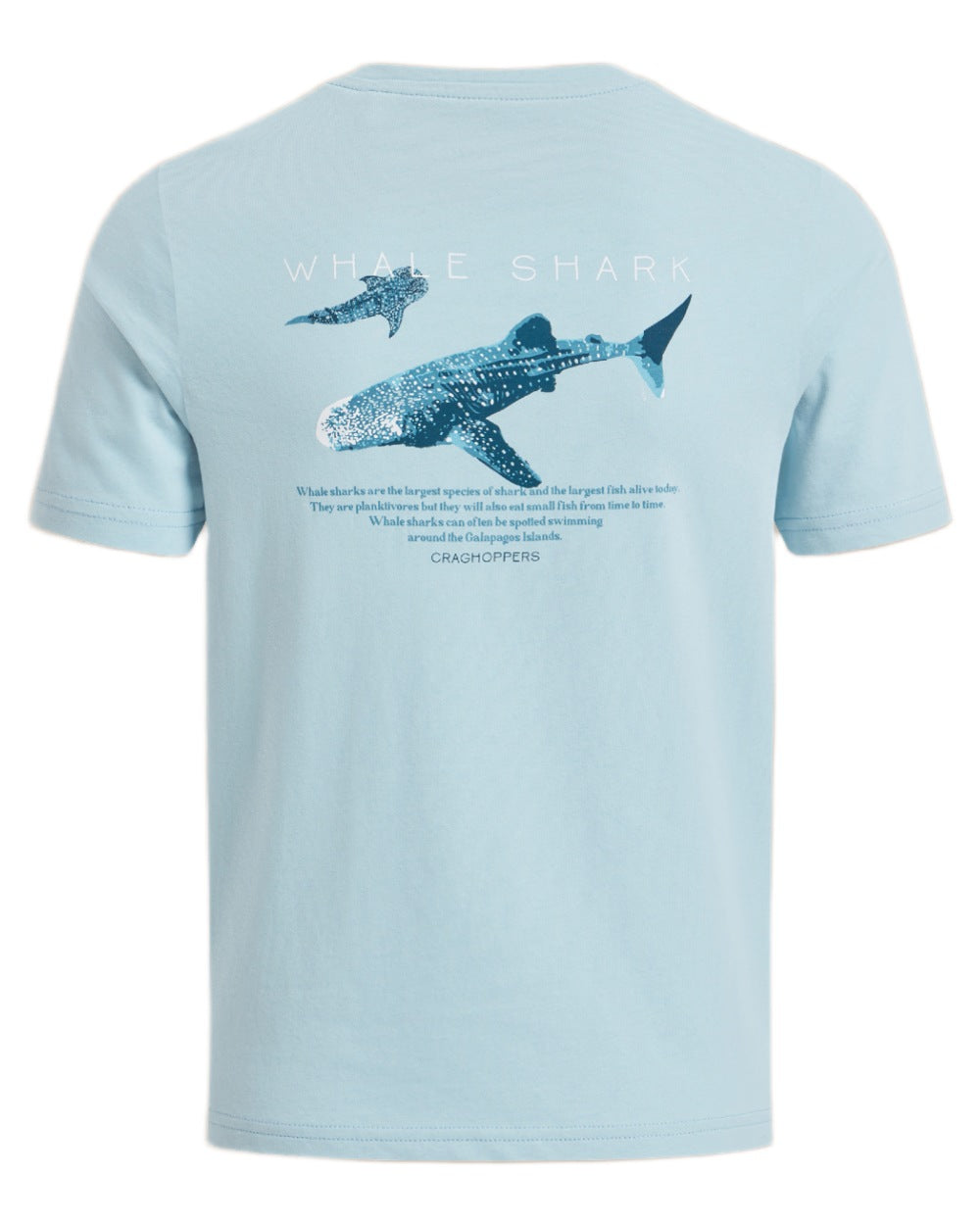 Sky Blue coloured Craghoppers Childrens Ellis Short Sleeved T-Shirt on white background