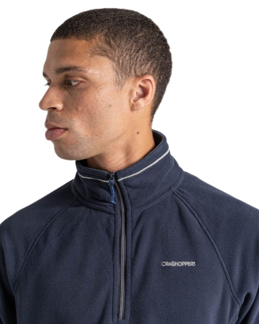 Dark Navy Blue Navy Marl coloured Craghoppers Corey VI Half Zip Fleece on white background