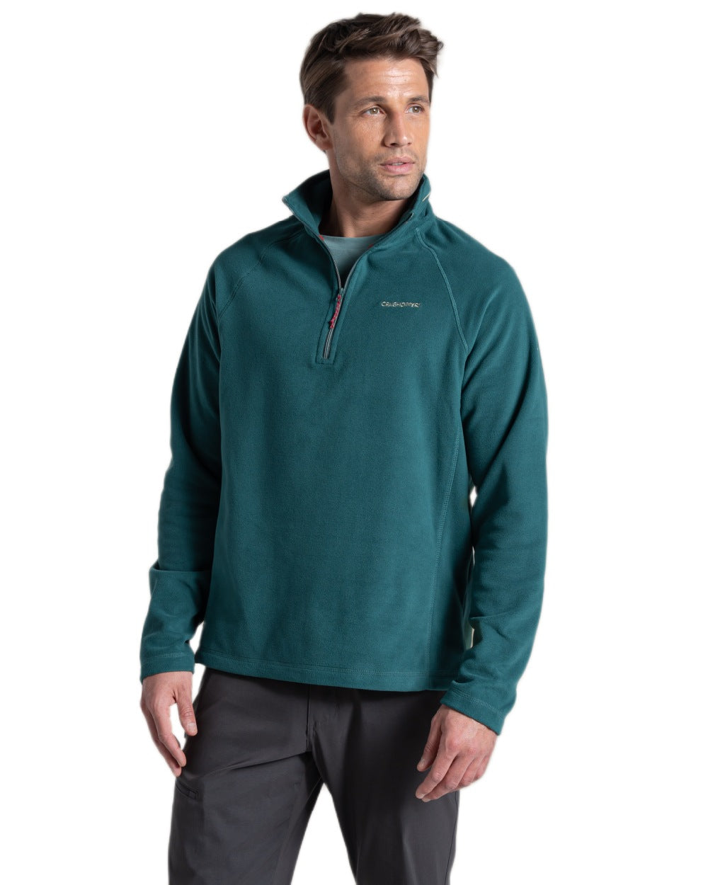 Dark Viridian Coloured Craghoppers Corey VI Half Zip Fleece on white background