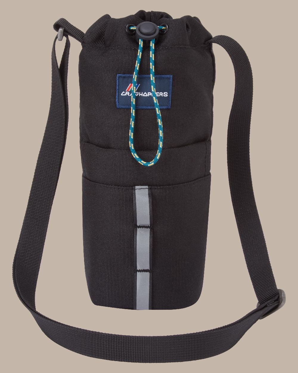 Black Coloured Craghoppers kiwi Bottle Bag II On Beige Background