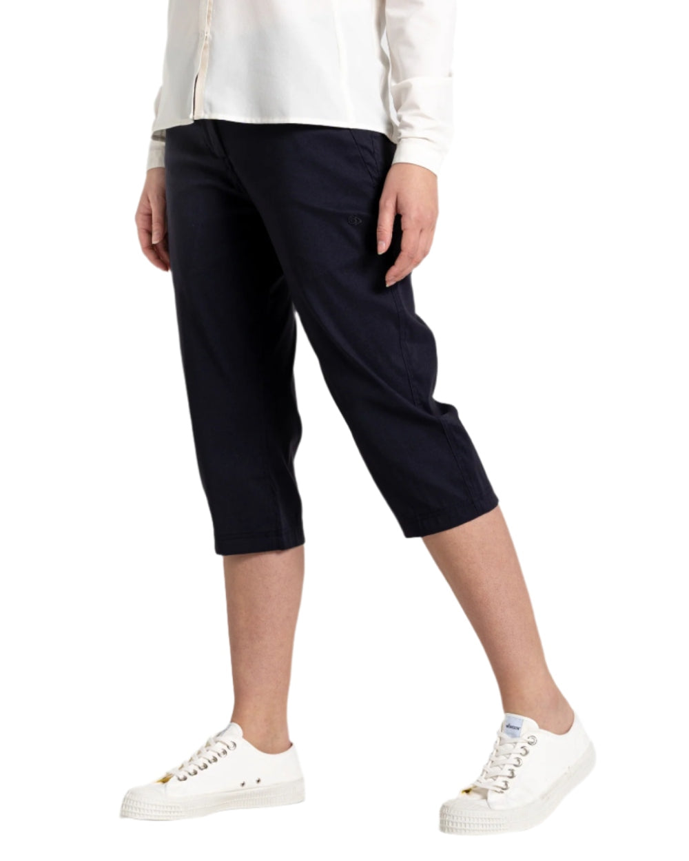 Dark Navy coloured Craghoppers Kiwi Pro Crop II Trousers on white background