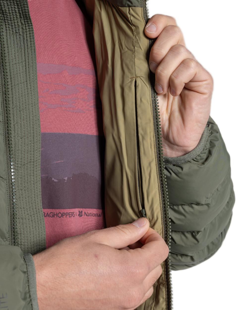 Dark Sage coloured Craghoppers Men National Trust Dalesway Jacket on white background