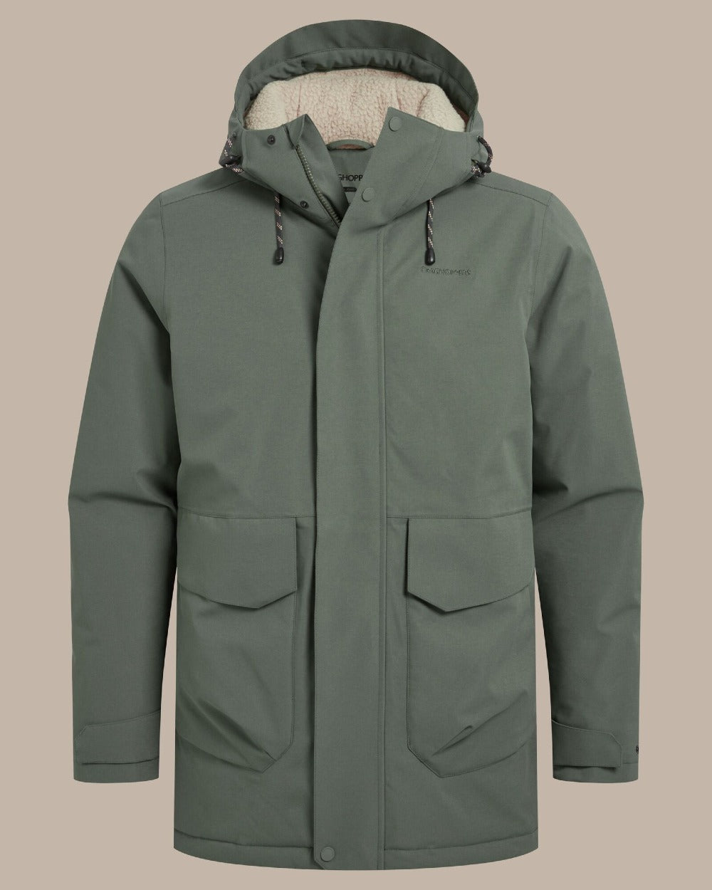 Lagano Green coloured Craghoppers Mens Agnar Jacket on beige background