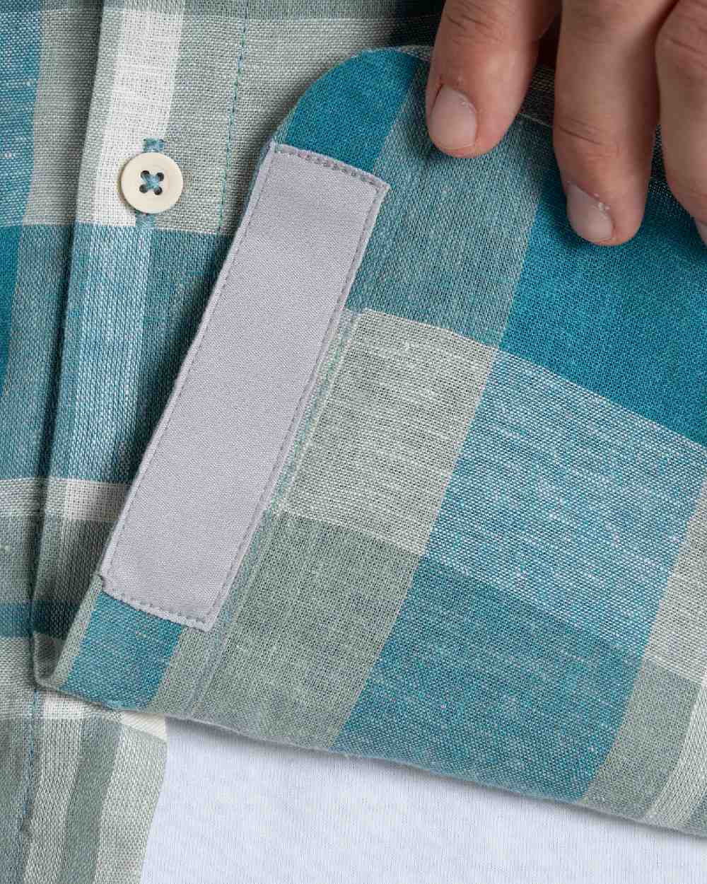 Tranquil Blue Check Coloured Craghoppers Mens Argino Short Sleeved Shirt on white background