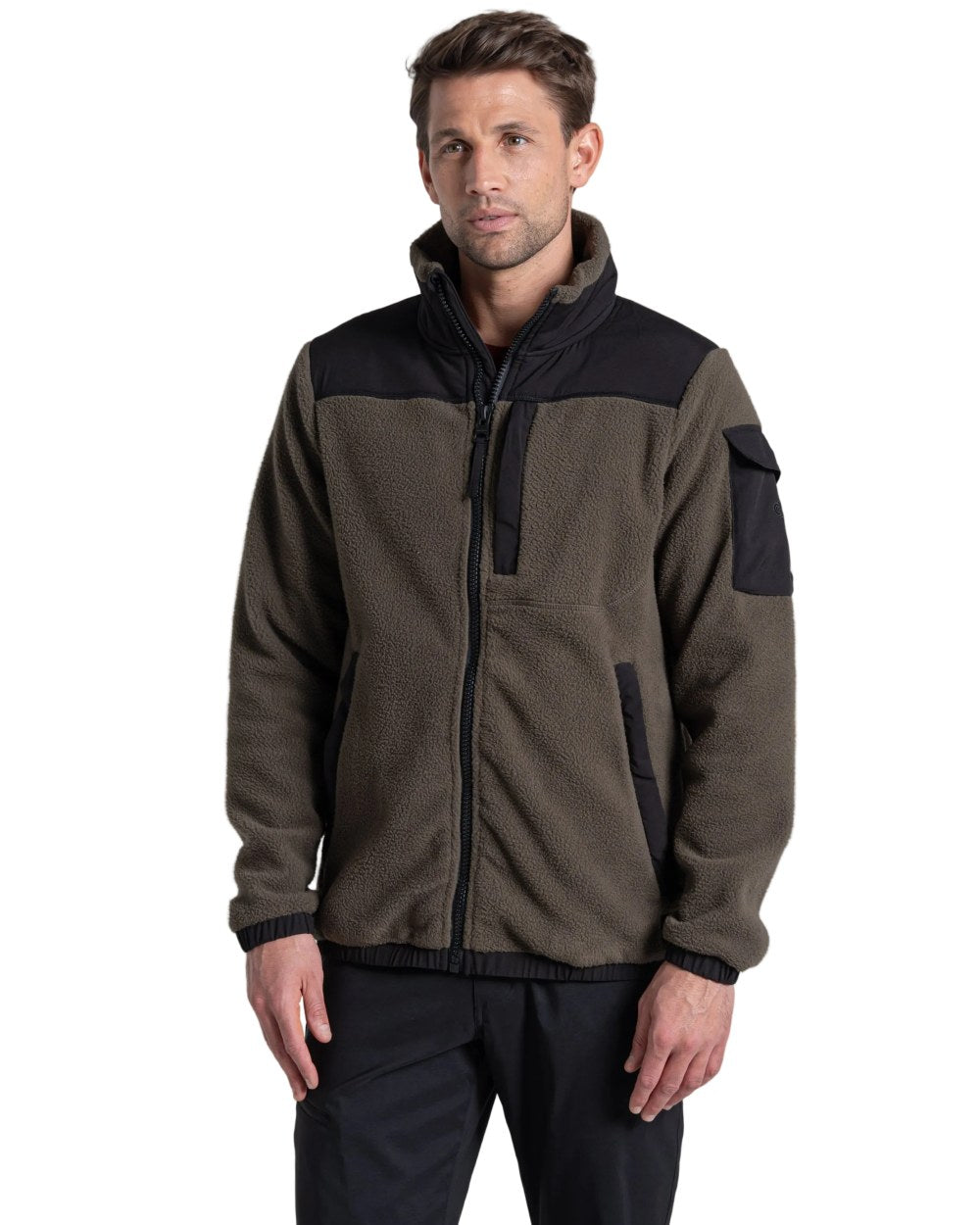 Woodland Green coloured Craghoppers Mens Braefell Jacket on white background