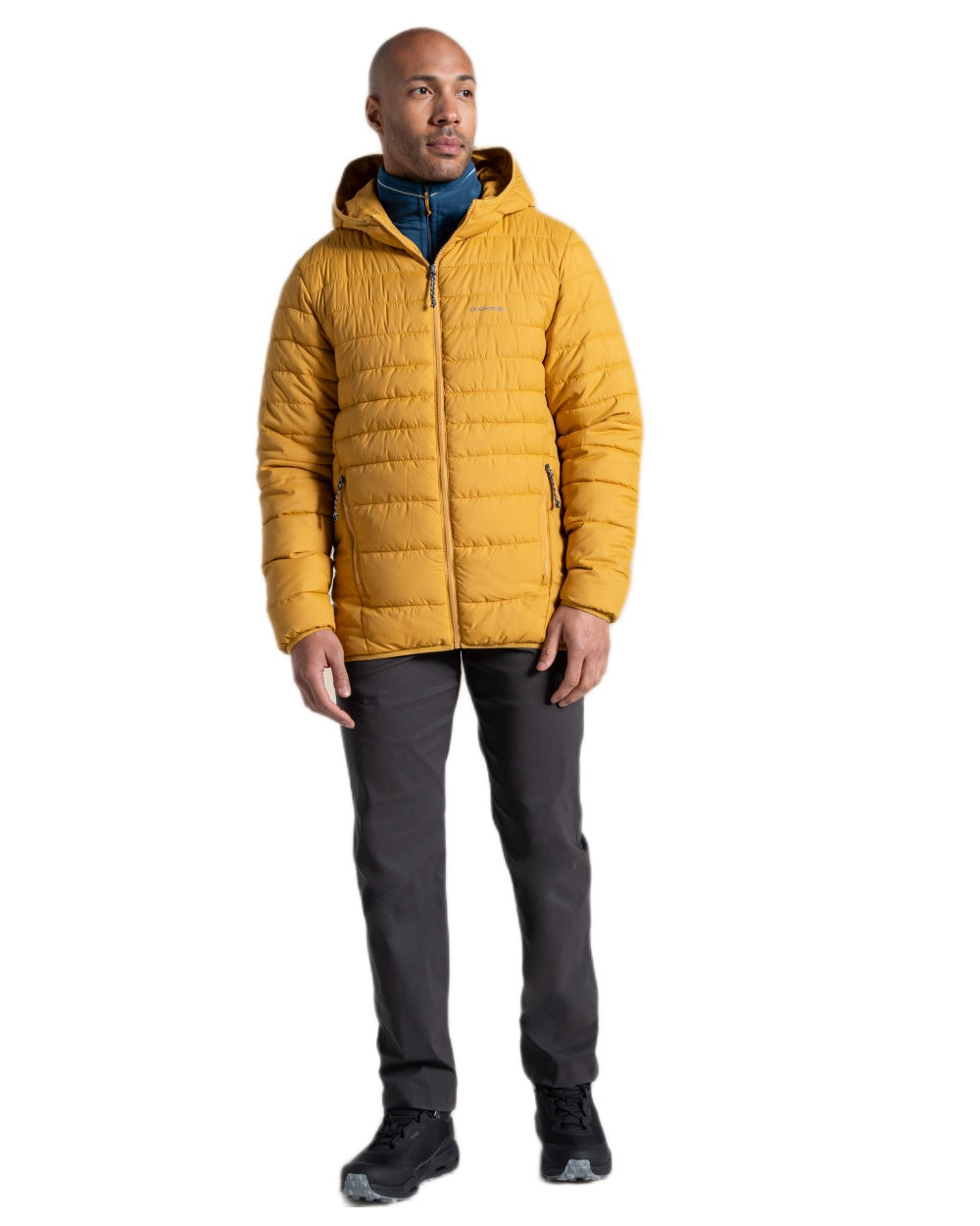 Beeswax coloured Craghoppers Mens Compresslite IX Hooded Insulating Jacket on white background