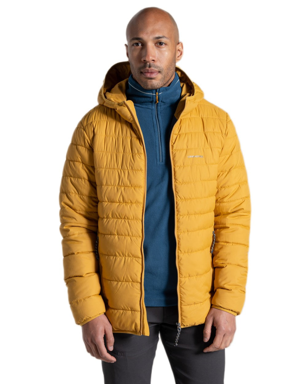Beeswax coloured Craghoppers Mens Compresslite IX Hooded Insulating Jacket on white background
