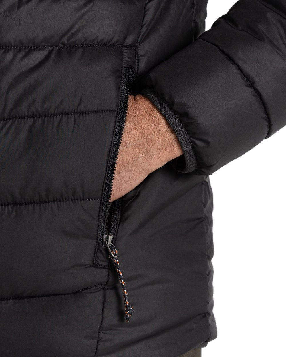 Black coloured Craghoppers Mens Compresslite IX Hooded Insulating Jacket on white background