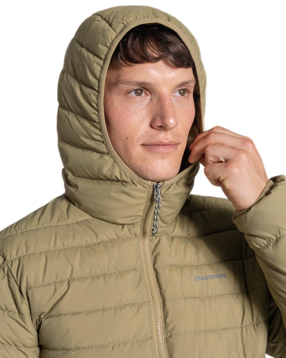 Cardamon Coloured Craghoppers Mens Compresslite IX Hooded Insulating Jacket on white background
