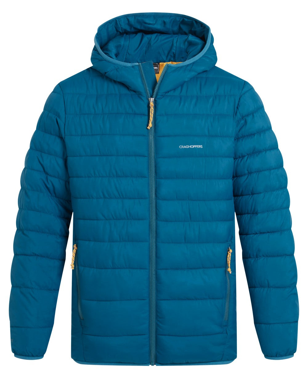 Coastal Blue coloured Craghoppers Mens Compresslite IX Hooded Insulating Jacket on white background