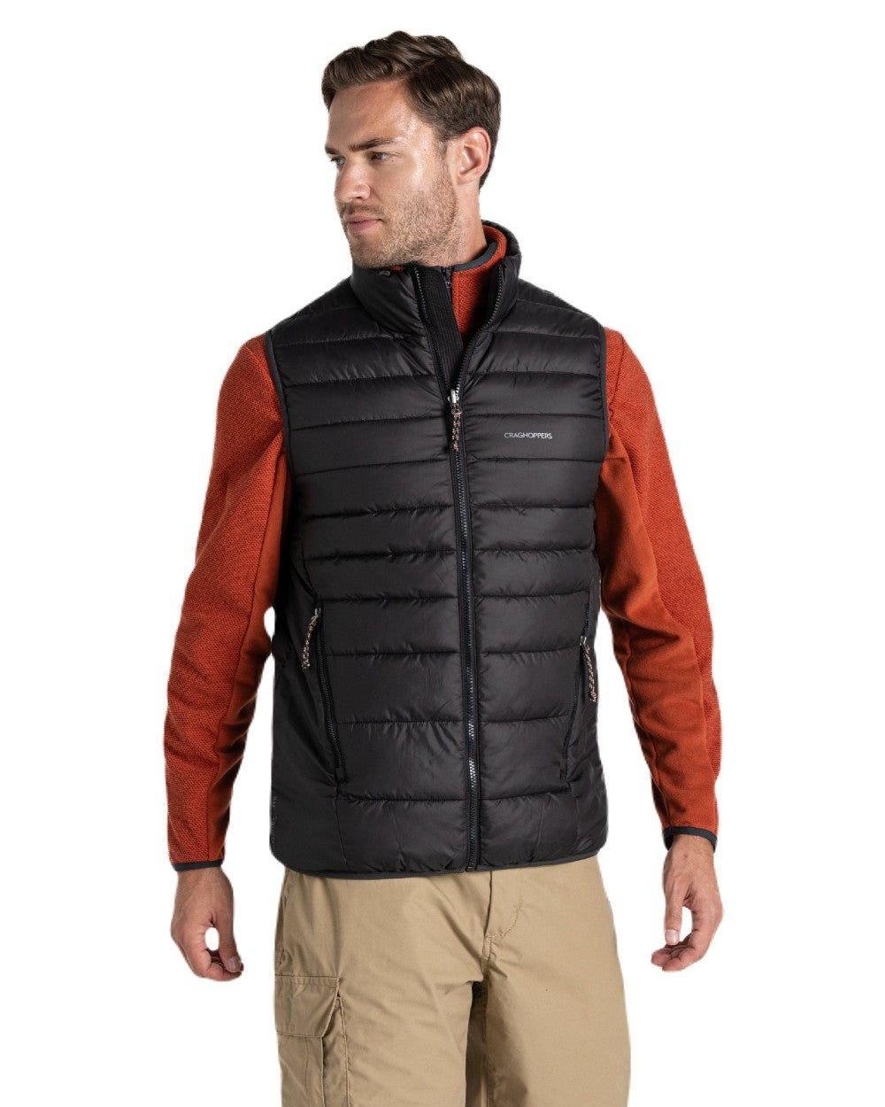 Black coloured Craghoppers Mens Compresslite IX Insulating Vest on white background
