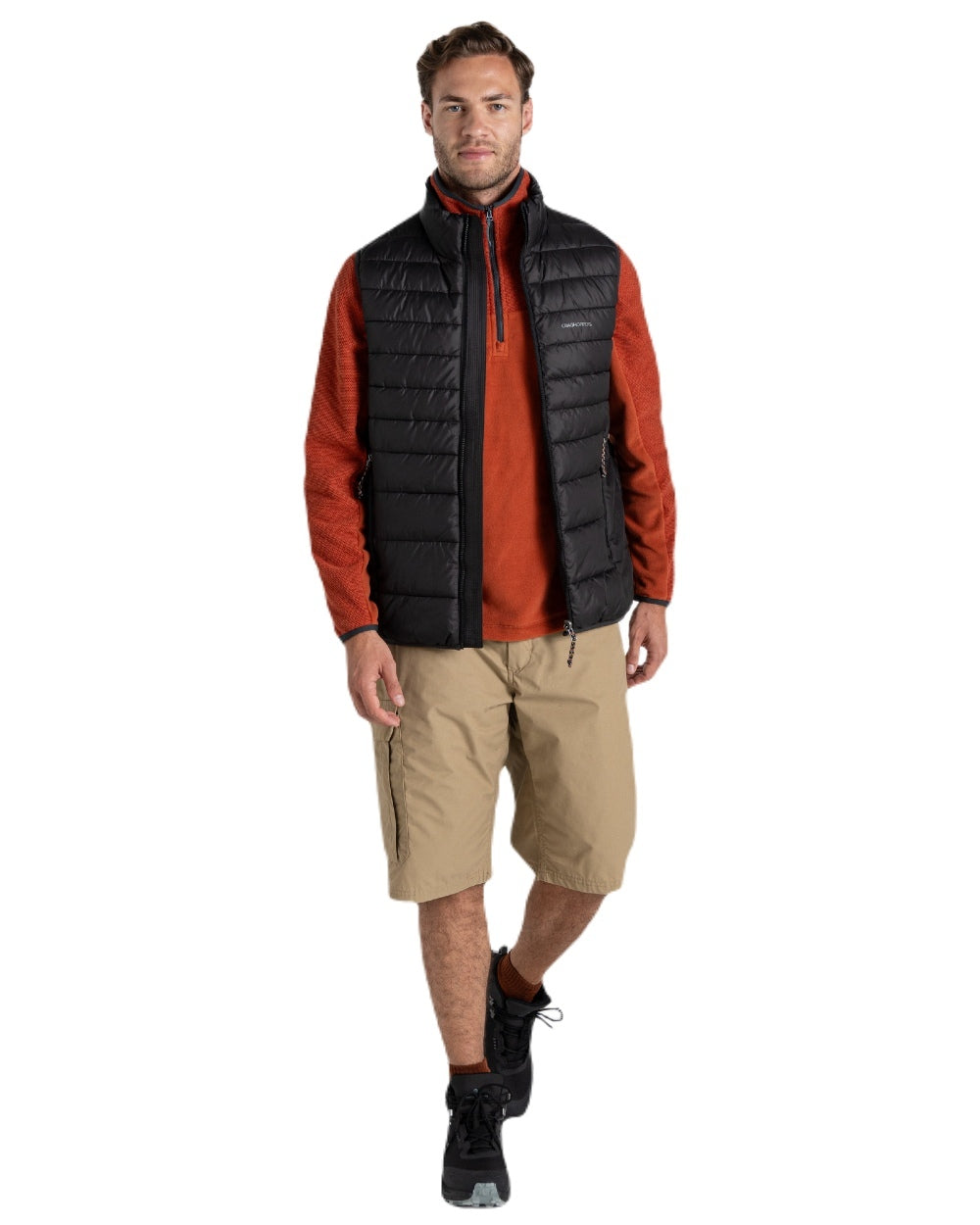 Black coloured Craghoppers Mens Compresslite IX Insulating Vest on white background