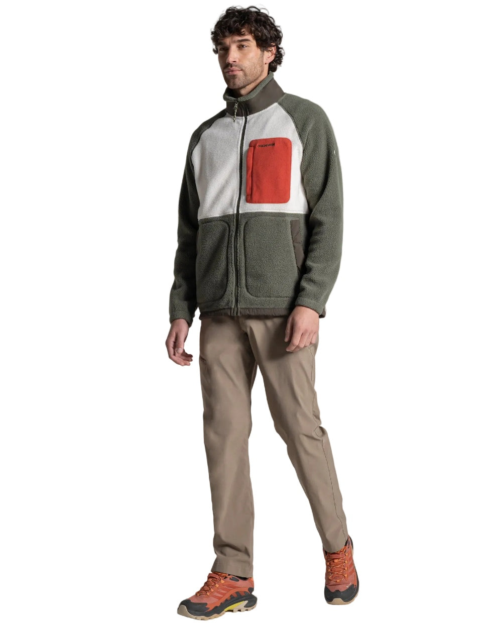 Dark Sage Ecru coloured Craghoppers Mens Dades Jacket on white background