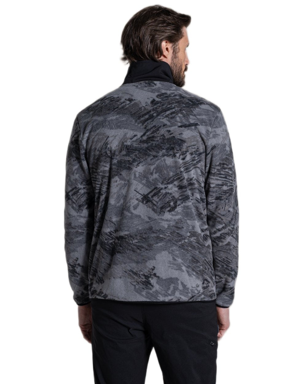 Dark Iron Print coloured Craghoppers Mens Dewlish II Overhead Fleece on white background