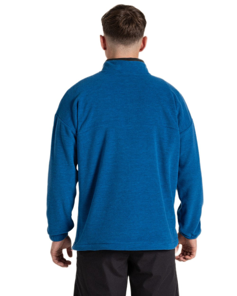 Fresh Blue coloured Craghoppers Mens Esk Half Zip Fleece on white background