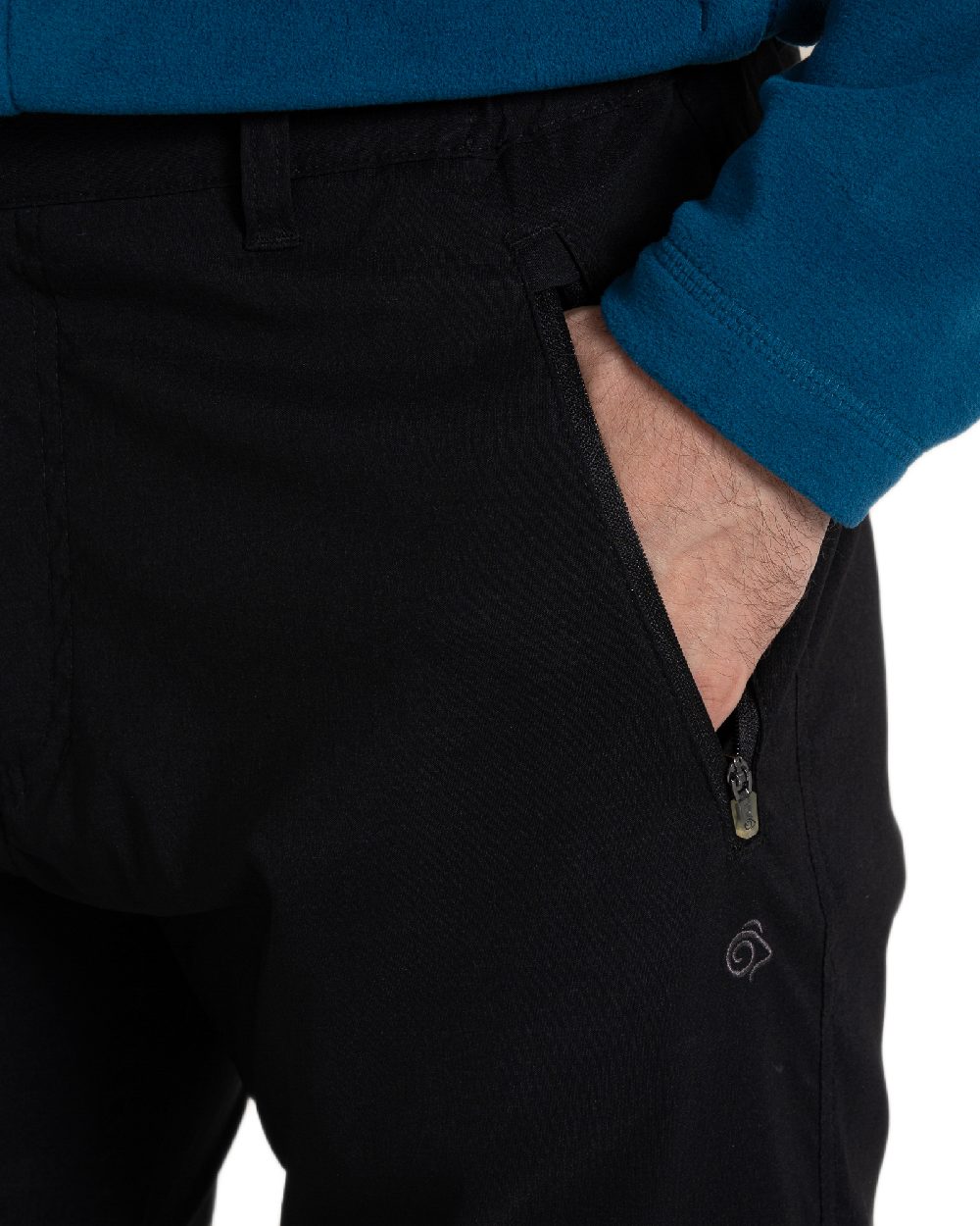Black Coloured Craghoppers Mens Expert Kiwi Pro Stretch Trousers on white background