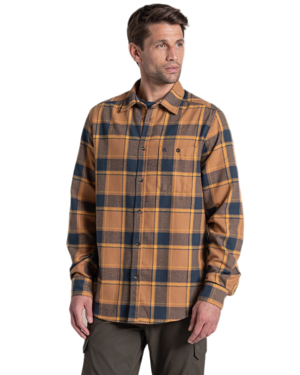 Boulder Check coloured Craghoppers Mens Gable Long Sleeved Shirt on white background