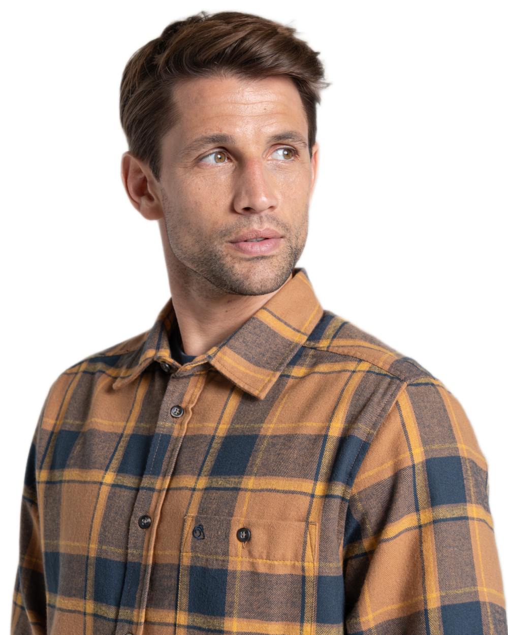 Boulder Check coloured Craghoppers Mens Gable Long Sleeved Shirt on white background
