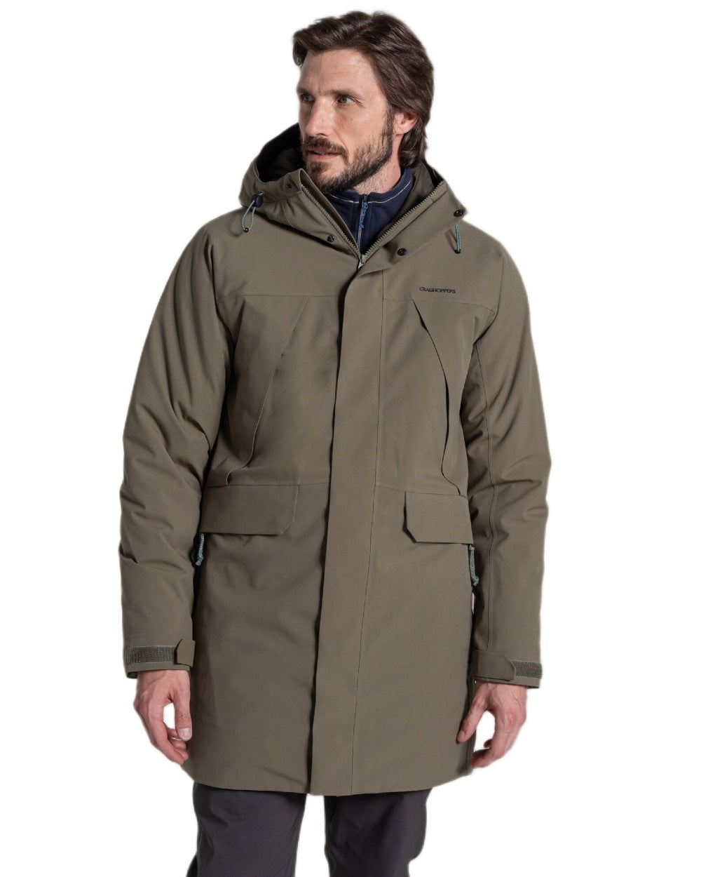 Wild Olive Coloured Craghoppers Mens Grisedale Thermic Jacket on white background