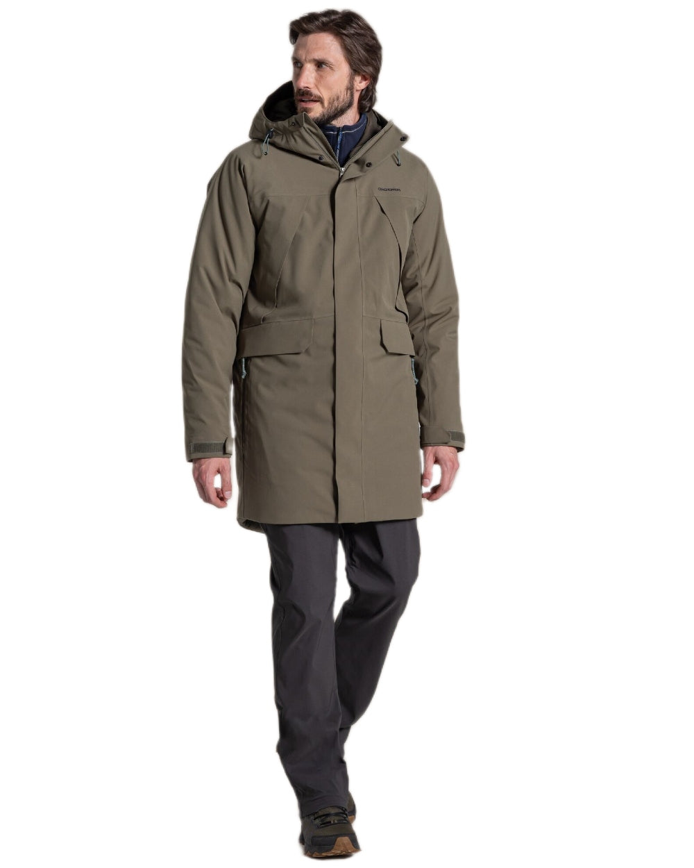 Wild Olive Coloured Craghoppers Mens Grisedale Thermic Jacket on white background
