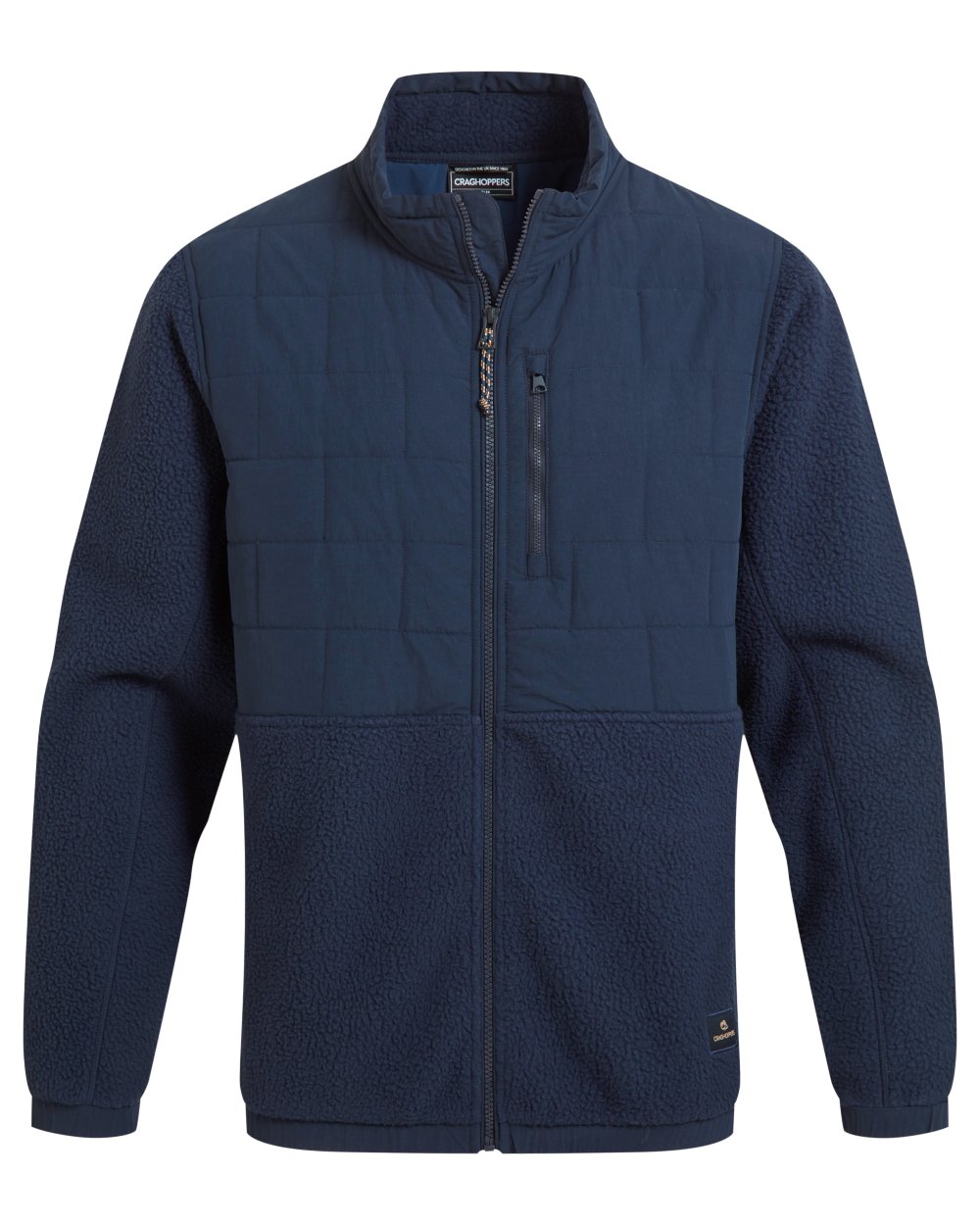 Blue Navy coloured Craghoppers Mens Helvellyn Hybrid Jacket on white background