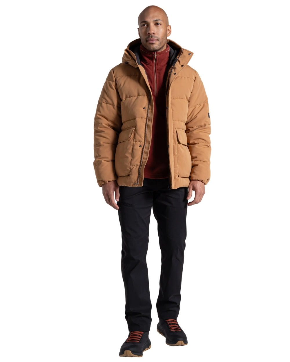 Boulder coloured Craghoppers Mens Howgill Downlike Hooded Jacket on white background