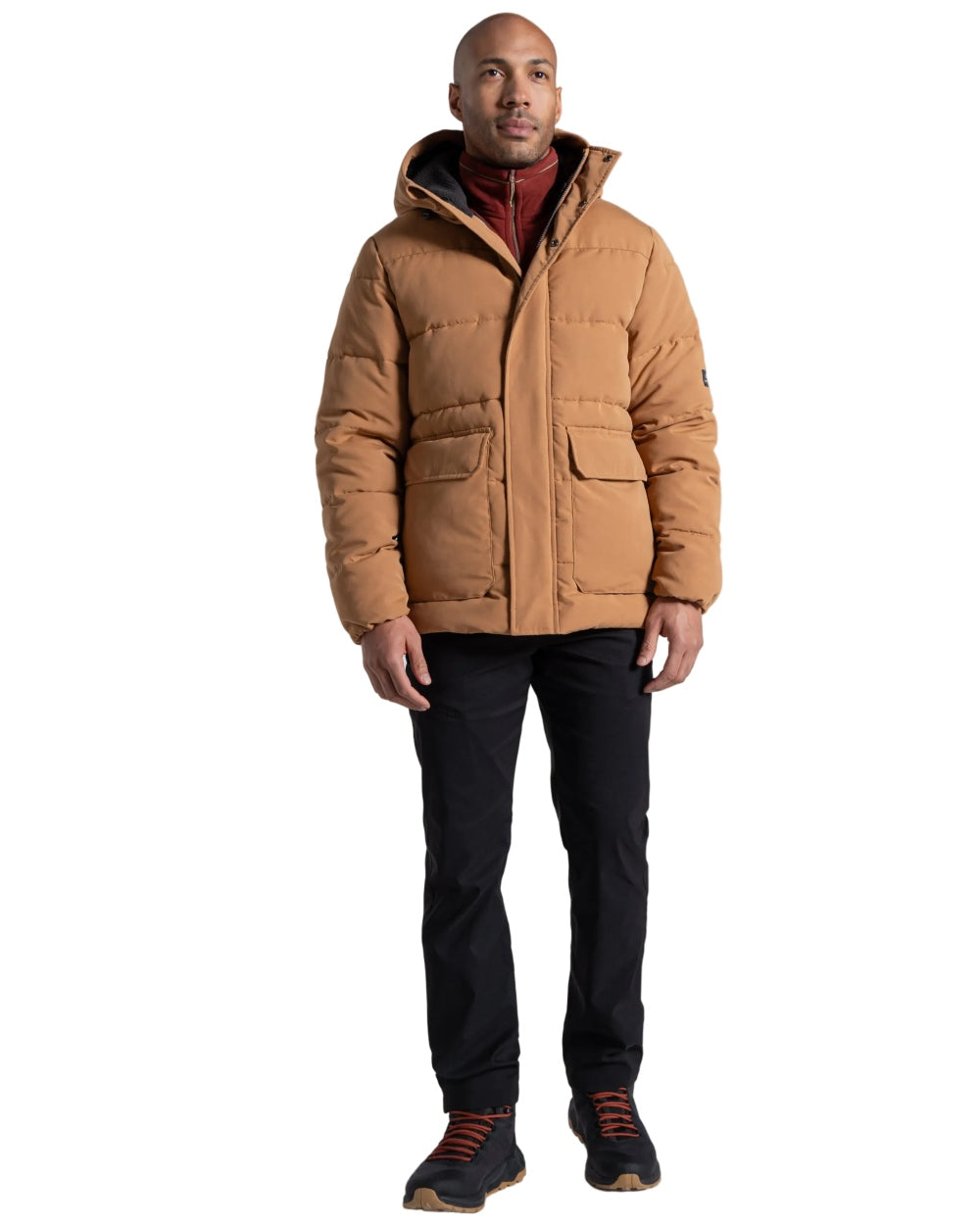 Boulder coloured Craghoppers Mens Howgill Downlike Hooded Jacket on white background