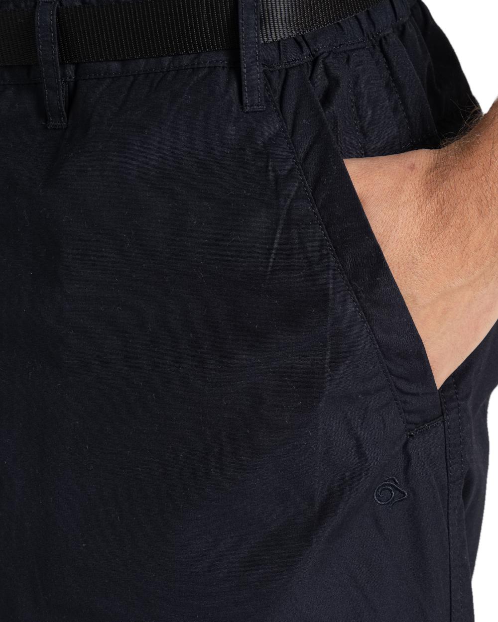 Dark Navy coloured Craghoppers Mens Kiwi Classic II Trousers on white background