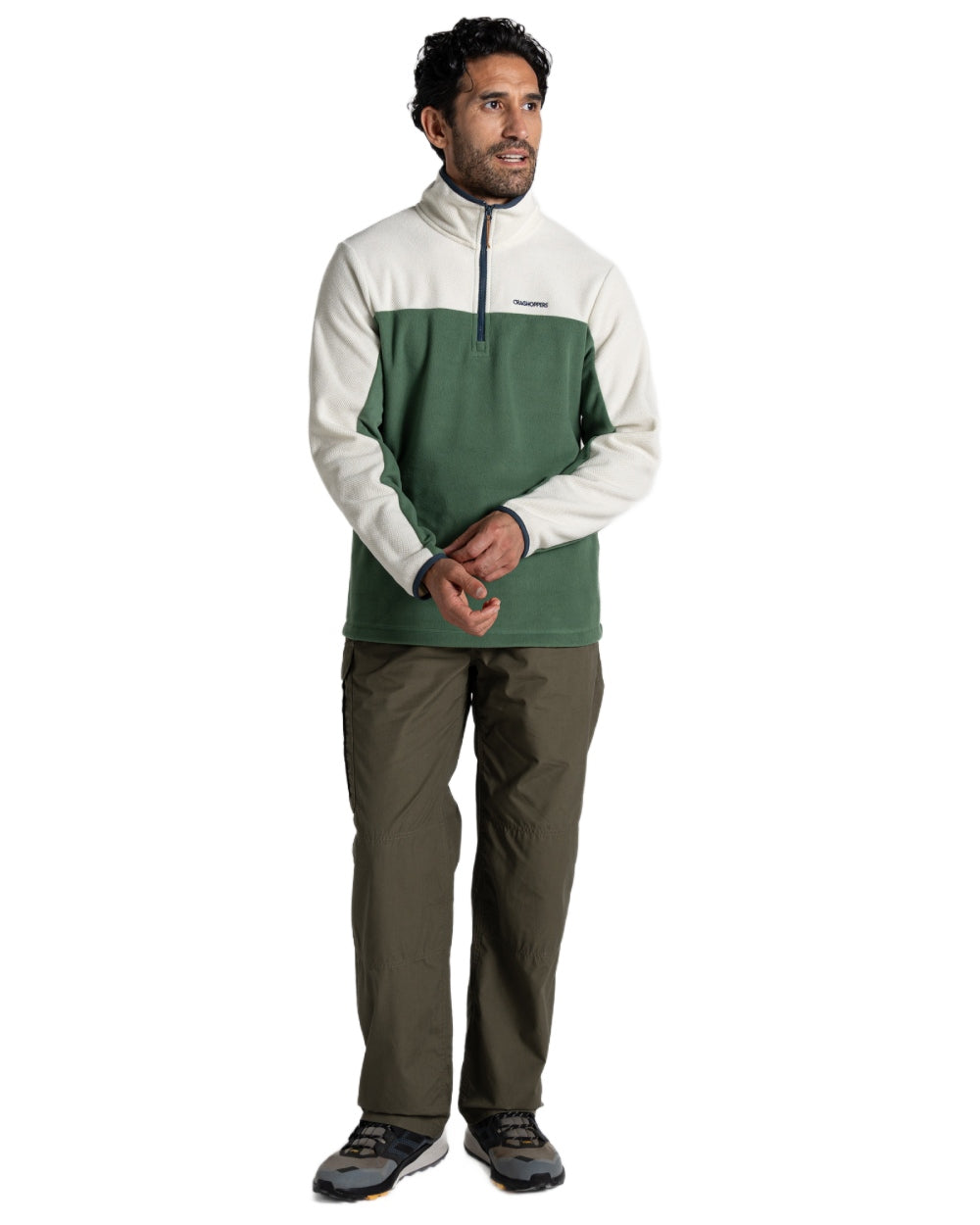 Wild Olive coloured Craghoppers Mens Kiwi Classic II Trouser on white background