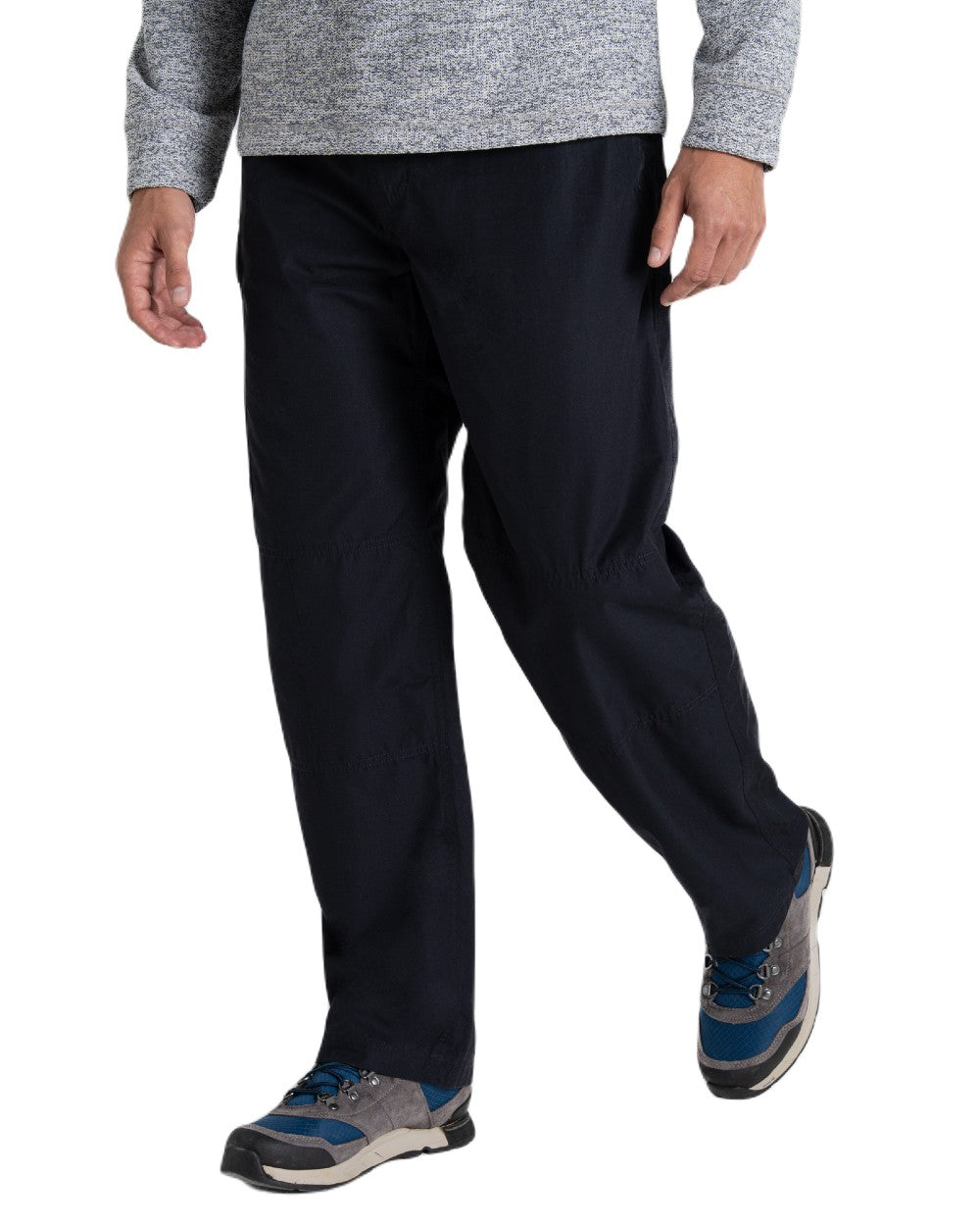 Dark Navy coloured Craghoppers Mens Kiwi Classic II Trousers on white background