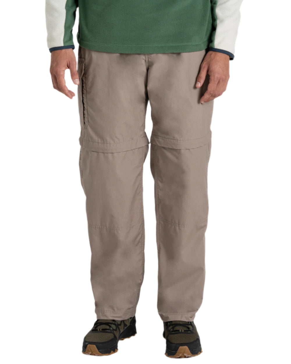 Beach coloured Craghoppers Mens Kiwi Convertible Recycled Trousers on white background
