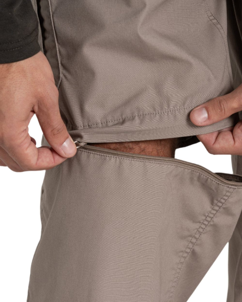 Beach coloured Craghoppers Mens Kiwi Convertible Recycled Trousers on white background