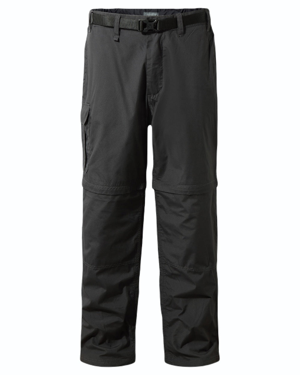 Black Pepper coloured Craghoppers Mens Kiwi Convertible Recycled Trousers on white background