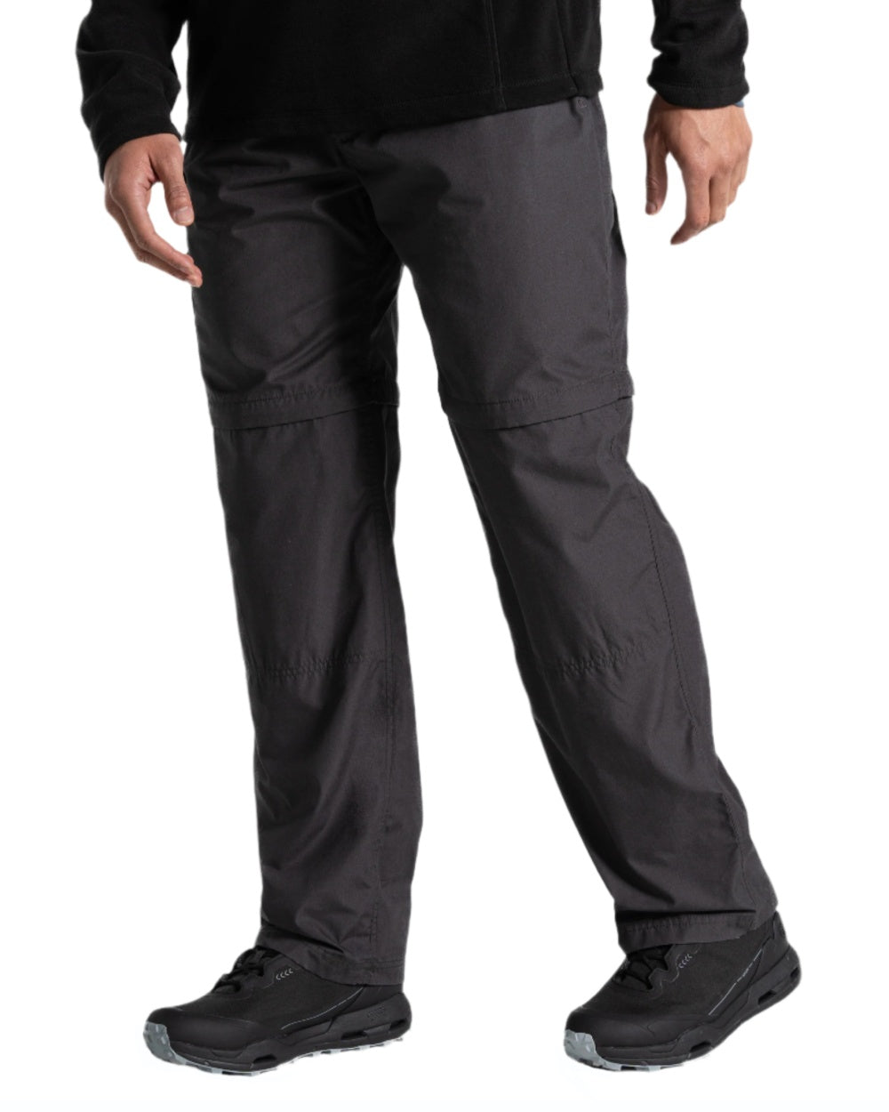 Black Pepper coloured Craghoppers Mens Kiwi Convertible Recycled Trousers on white background