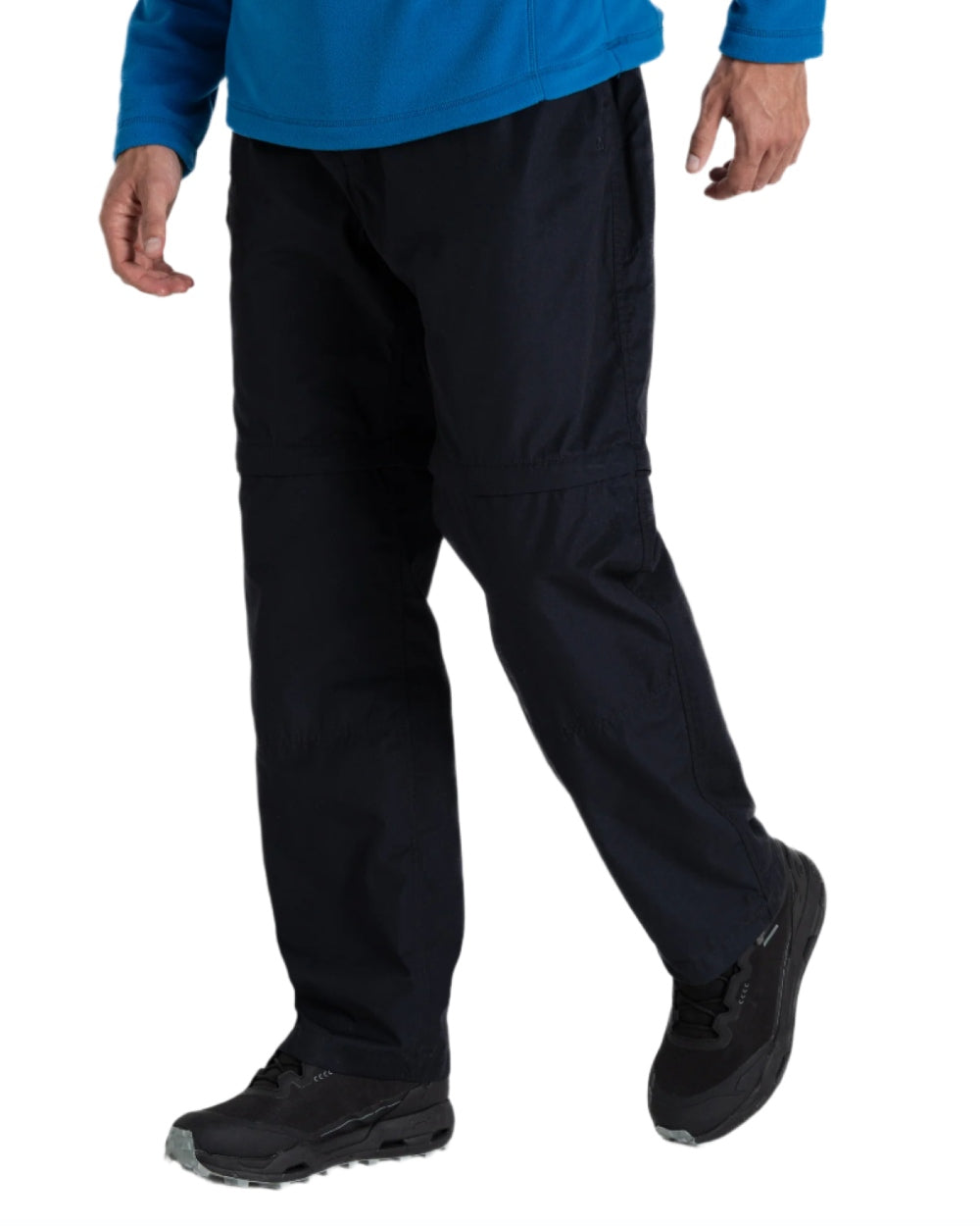 Dark Navy coloured Craghoppers Mens Kiwi Convertible Recycled Trousers on white background