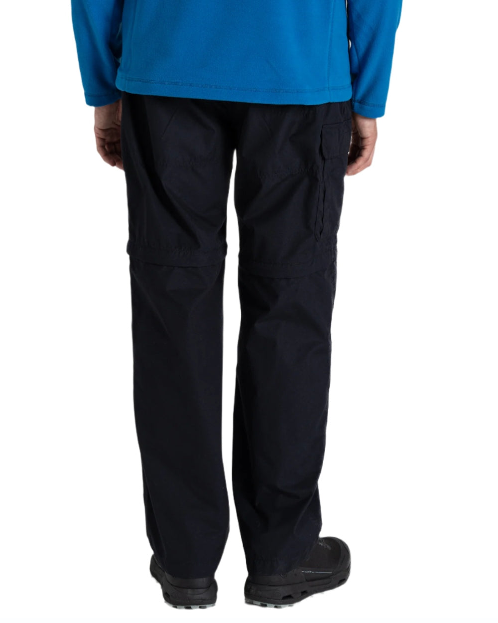 Dark Navy coloured Craghoppers Mens Kiwi Convertible Recycled Trousers on white background