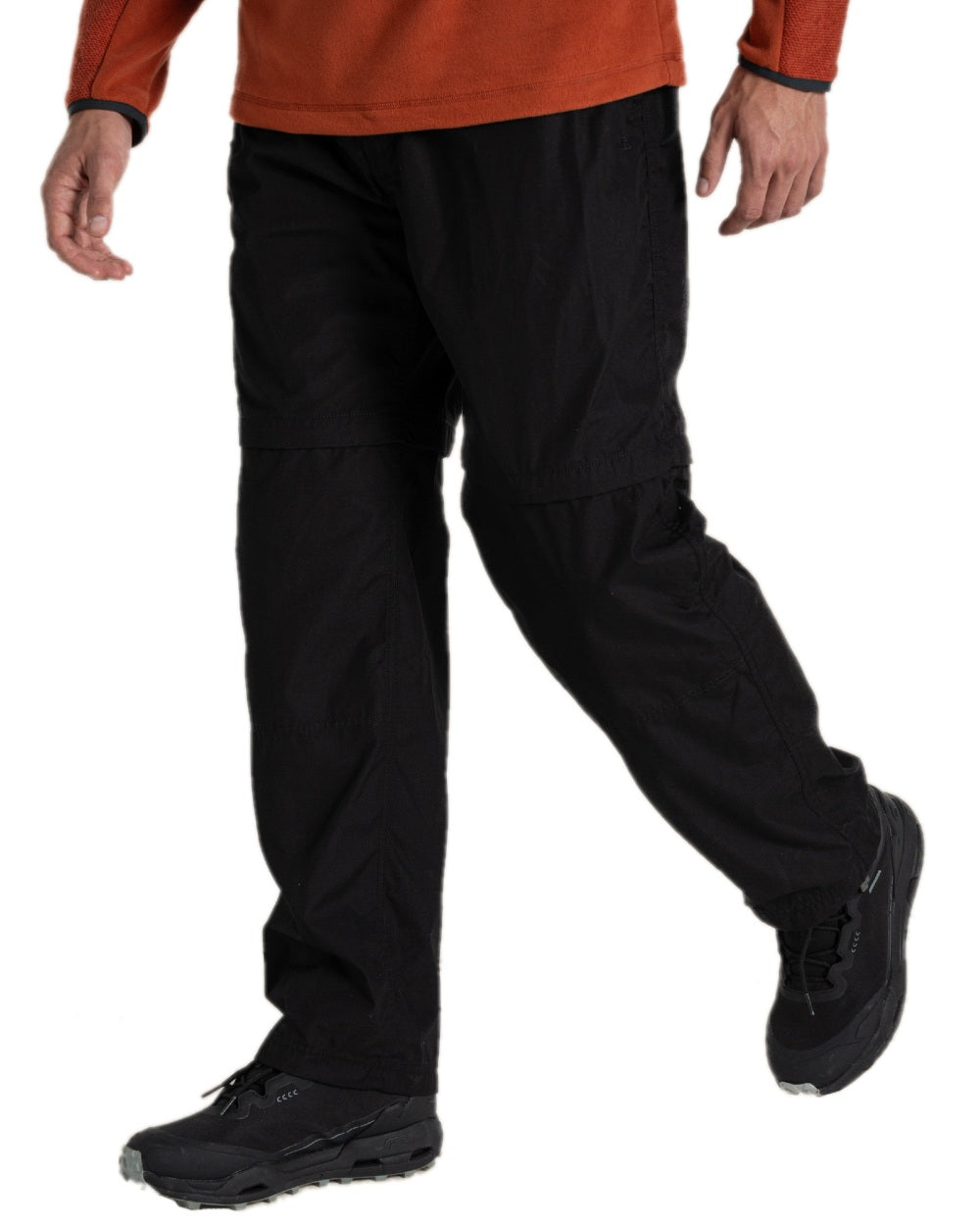 Black Coloured Craghoppers Mens Kiwi Convertible Trousers on white background