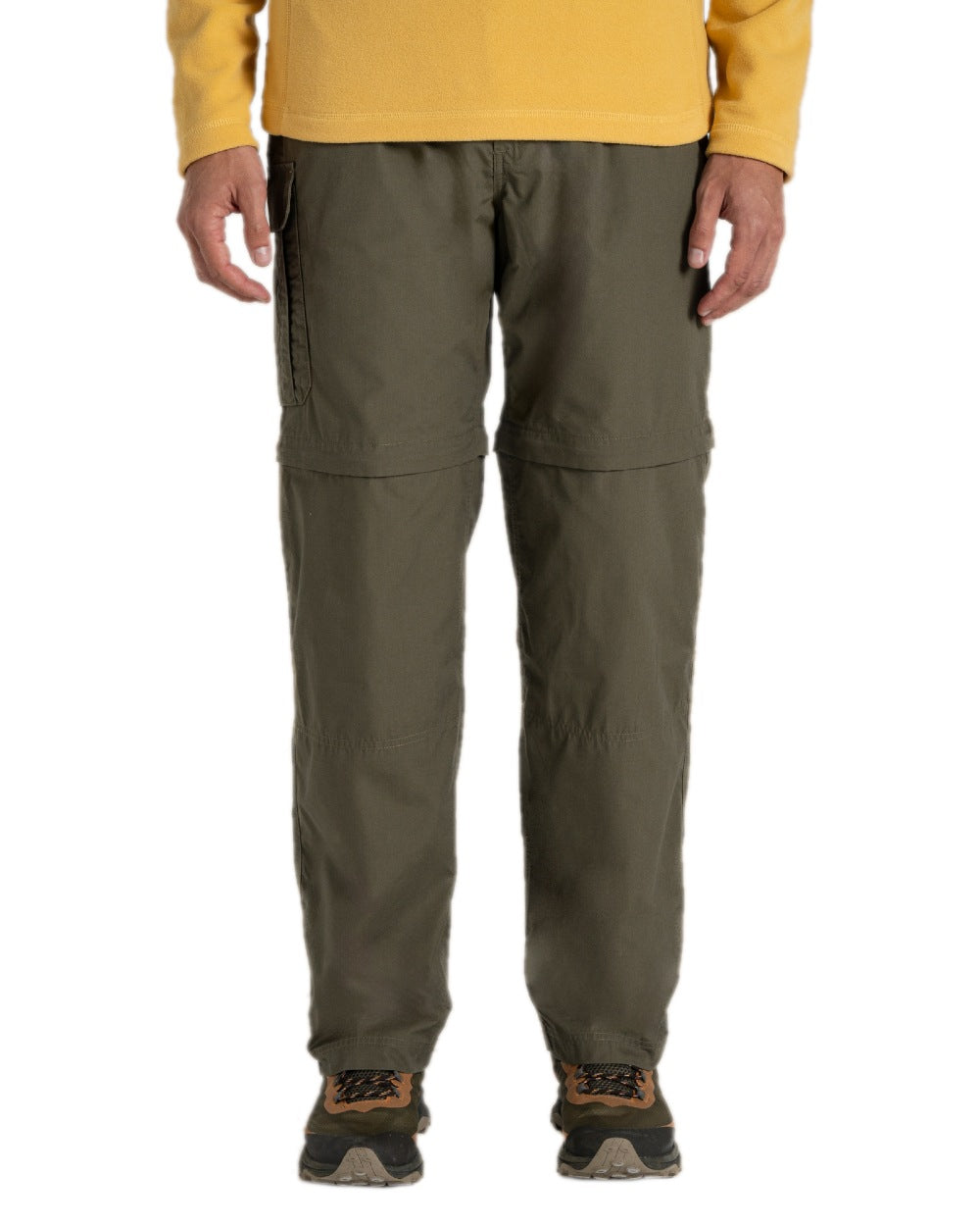 Wild Olive Coloured Craghoppers Mens Kiwi Convertible Trousers on white background