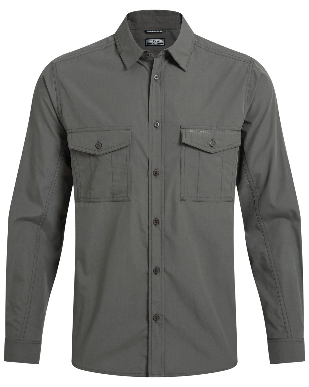 Cedar coloured Craghoppers Mens Kiwi II Long Sleeved Shirt on white background