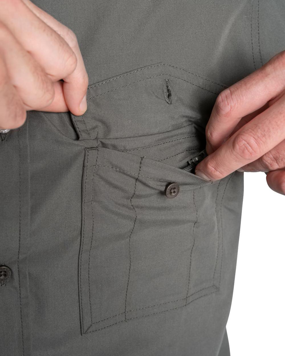 Cedar coloured Craghoppers Mens Kiwi II Long Sleeved Shirt on white background