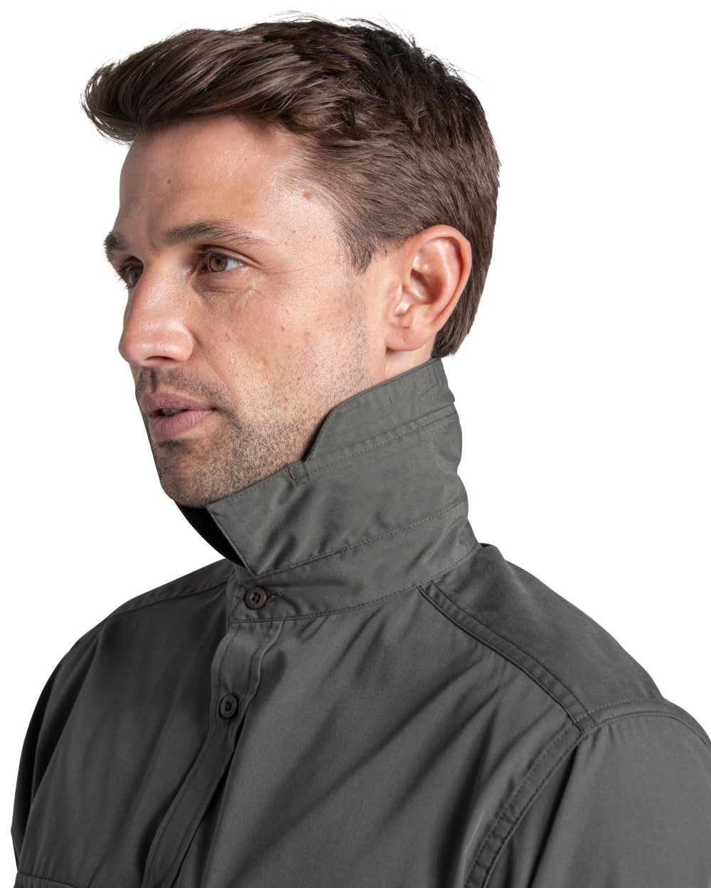 Cedar coloured Craghoppers Mens Kiwi II Long Sleeved Shirt on white background