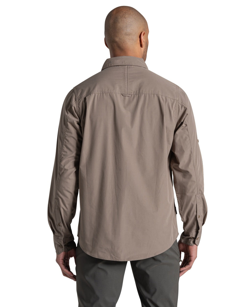 Pebble coloured Craghoppers Mens Kiwi II Long Sleeved Shirt on white background